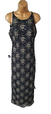 #ad Wallis Black amp; Gold Long Evening Dress Size 14 GBP 19.99