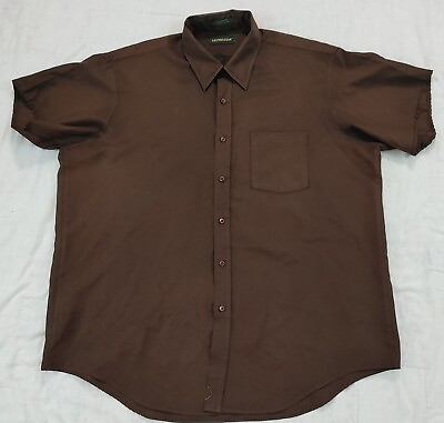 #ad Vintage 60#x27;s Sears Ultressa Mens Brown Button Down Shirt Sz 17 34 Lightweight $15.00