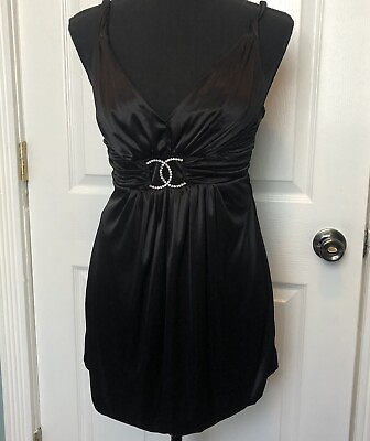 #ad Black Lined Party Dress Size Small $12.00