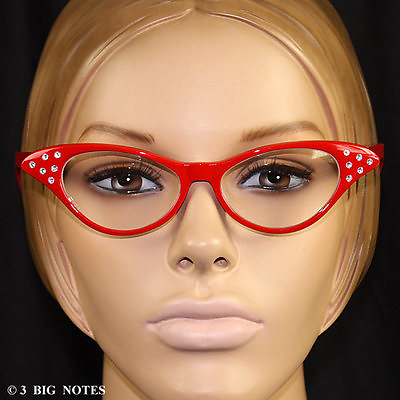 RED 50s Retro Cat Eye Glasses for Poodle Skirt $7.85