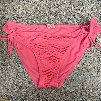 #ad Arizona Jean Co Crocheted Bikini Bottoms Coral a pink Size Small $11.00