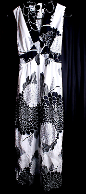 #ad Mildred#x27;s of Hawaii Black White Maxi Small NO SIZE 24quot; waist Women#x27;s Dress $40.00