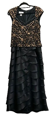 #ad Patra Evening Dress Size 10 Gold amp; Black Layered Bottom NEW $31.45