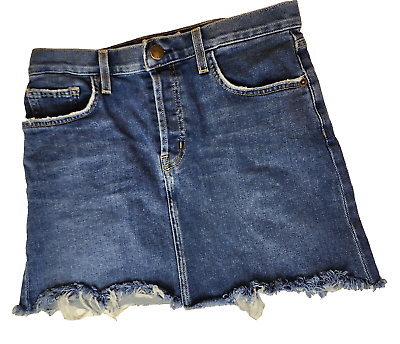 #ad Current Elliott Denim Mini Skirt Frayed Hem Distressed Blue Size 29 Jeans $12.50