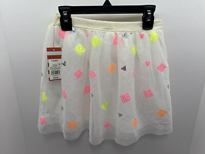 #ad Cat amp; Jack Girls Skirt Tutu White With Neon Decals Size Small 6 6x NWT $10.39
