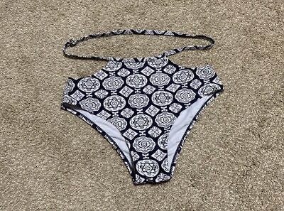 Ladies Small Navy White Waist Strap Bikini Bottom $8.50