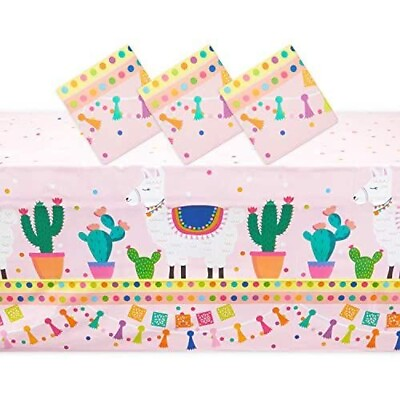 #ad Plastic Tablecloth Llama Birthday Party Supplies 54 x 108 in 3 Pack $11.89