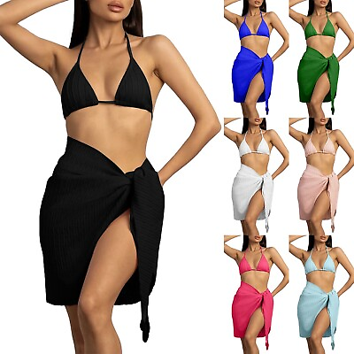 #ad Women#x27;s Three Piece Swimsuit Sexy Bikini Set Summer Bikini Cover Up Bathing Suit $9.24