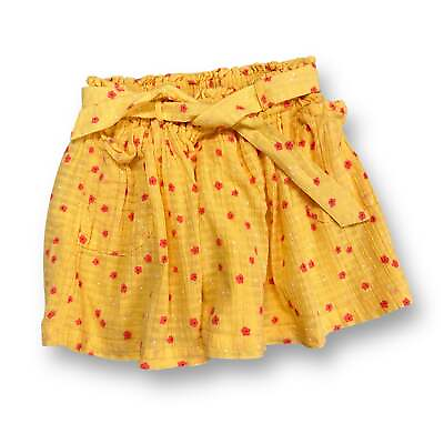 #ad Girls Cat amp; Jack Size 7 8 Yellow Floral Print Belted Pull On Skirt $4.99