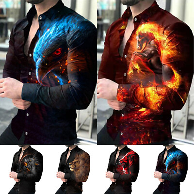 Formal Down Sleeve Tops Fit Casual Mens New Shirt Floral Long Shirts Slim Button $12.63