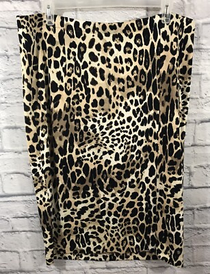 #ad Lane Bryant Size 20 Long Pencil Skirt Brown Cheetah Thick Ponte Knit Side Slit $16.00