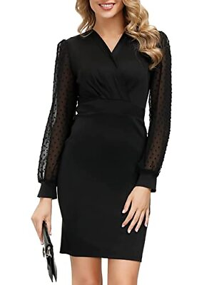 #ad GRACE KARIN Black Cocktail Sheer Dress for Women Formal Business Work Bodycon $7.99