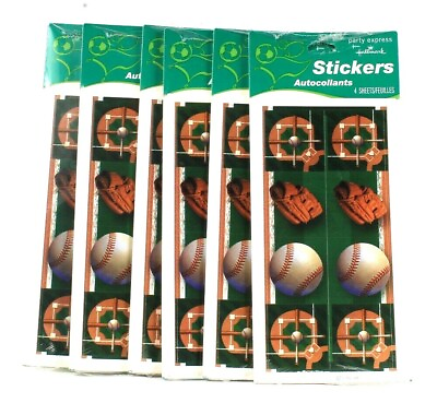 6 Party Express From Hallmark Baseball Stickers 4 Sheets Use To Decorate Crafts $15.99
