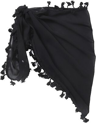 #ad #ad SHENHE Women#x27;s Short Beach Cover Up Wrap Skirt Mesh Chiffon Tassel Hem Bikini Co $20.14