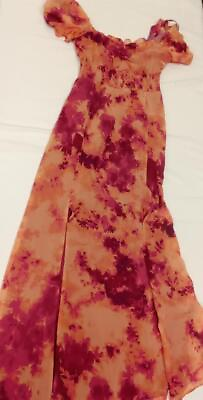 #ad Bar III Pink And Orange Tie Dye Square Neck Maxi Dress Size XS NWOT $11.51