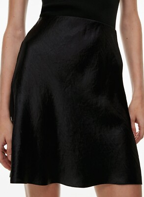 #ad NWT Aritzia Babaton Slip Satin Mini Skirt in Black Size 0 $38.99