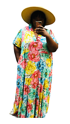 #ad #ad 3717 Crown amp; Ivy Plus Size Short Sleeve Ruffle Neck Floral Maxi Dress 3X TALL $25.50