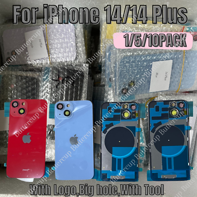 #ad For iPhone 14 iPhone 14 Plus Back Glass Replacement Big Cam Hole Rear Cover Lot $12.73