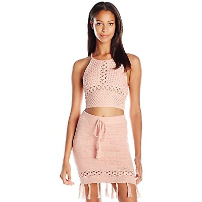 MINKPINK 285259 Women#x27;s Crochet Cover Up Top Shell Pink Size X Small $62.70