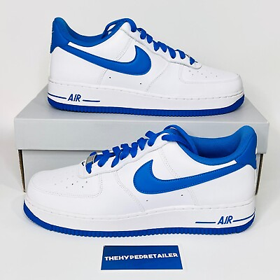 Nike Air Force 1 #x27;07 Shoes White Medium Royal Blue DH7561 104 Men#x27;s Sizes NEW $129.95