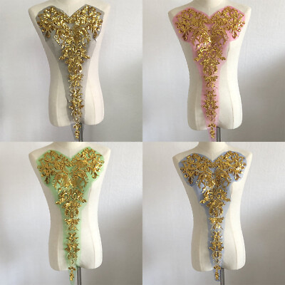 #ad DIY Skirt Accessories Large Patch Golden Sticker Flower Cloth Decorative $7.11