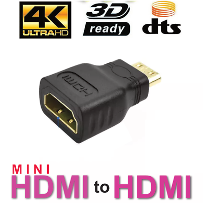 #ad #ad Mini HDMI Male to Standard HDMI Female Adapter Gold Plated HDTV 4K 1080p 3D $2.94