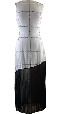 Line amp; Dot Women’s Ryder Pleat Maxi Dress Sheer Panel Long White Black NWT S $6.30