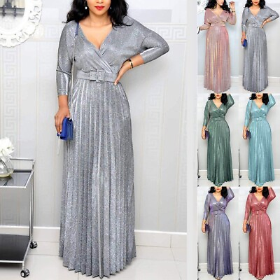 #ad #ad Pink Purple Silver Blue Women#x27;s Cocktail Evening Party Dress Pleated Hem $31.52