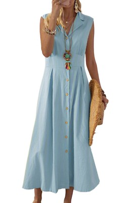 #ad Bagilaanoe Summer Dresses for Women Long Dress Sleeveless Sundress Size 2XL $17.99