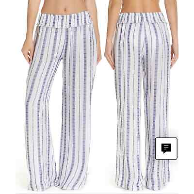 #ad Surf Gypsy wide leg beach cover up pants white block print S $40.00