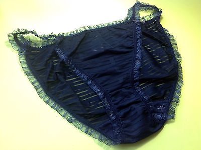 Women PantiesBikinis Size L 7 Dark Blue Shiny Striped W Decoration Myanmar $12.99