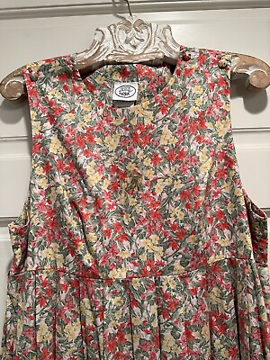 LAURA ASHLEY Vintage? Floral Long Sleeveless Dress Prairie Cottagecore Pockets10 $47.00