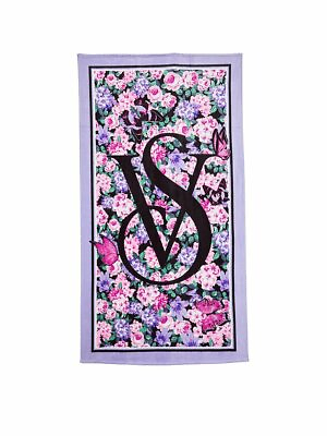 Victoria#x27;s Secret Terry Beach Towel 58quot;L x 28quot;W Lavender Floral NEW Sealed $19.99