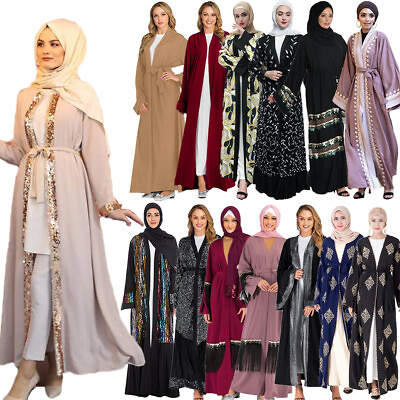 #ad Muslim Women Open Kimono Abaya Long Maxi Dress Robes Dress Kaftan Islamic Party $37.03