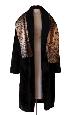 Dennis Basso Black Faux Fur Long Sleeve Coat Large amp; Matching Scarf Priority shp $429.99