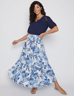 #ad Womens Skirts Maxi Summer Blue Floral A Line Fashion MILLERS $12.84