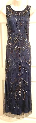 #ad Pisarro Nights beaded evening dress size 14 16 party cocktails wedding occasion GBP 60.00