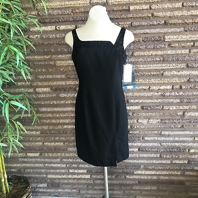 #ad Vintage J R Nites Beaded Black Cocktail Dress Size 7 8 $130 $17.86