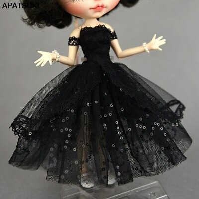 Black Princess Lace Tutu Dress for Blythe Dolls Clothes Party Dress 1 6 Outfits $5.13