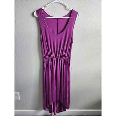 #ad Seven 7 Womens Sz M High Low Hem Maxi Dress Purple Scoop Neck $15.52
