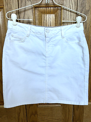 #ad Tommy Hilfiger White Denim Just Above Knee Jean Straight Pencil Skirt Size 2 $12.99