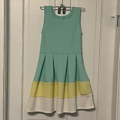 #ad Beautees Girls#x27; Skater Dress Sz 10 Pleated Tank Dress Spring Summer Flaw $11.04