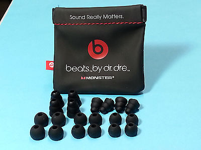 In Ear Beats Black Carrying Pouch plus 20 Beats Black Replacement Earbuds Gel $11.95