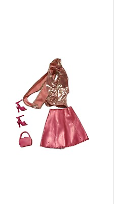 #ad Barbie Pink Halter Top With Skirt Heels And Purse $12.60