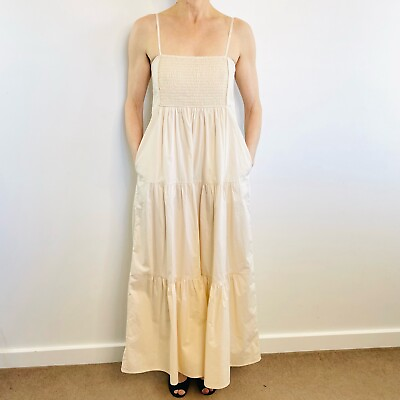 Bird amp; Knoll Size XS Cream Cotton Luna Maxi Dress Australian Designer AU $149.00