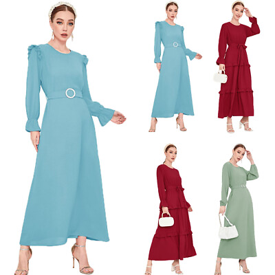 #ad Dubai Women Long Maxi Dress Abaya Kaftan Muslim Dress Islamic Turkey Party Gown C $42.95
