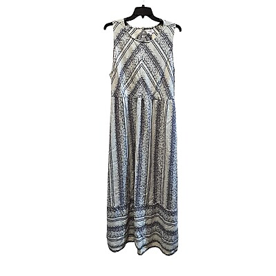 #ad NEW True Craft Maxi Dress Plus Size 3X Aqua Boho Print Sleeveless Ruffle Tiered $19.90