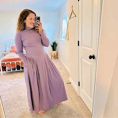 #ad Demylee Purple Cotton Long Sleeve Maxi Dress XS S $150.00