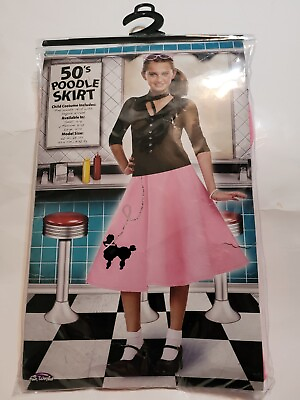 #ad Girl#x27;s 50s Poodle Skirt Pink Sequin Leash Size 8 10 Halloween Costume $25.00