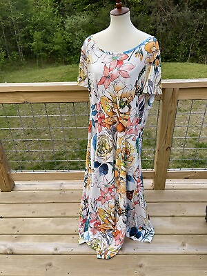 LILY BY FIRMIANA dress Womens plus 3XL BUTTERFLY FLORAL MAXI PLUS 3475 $42.00